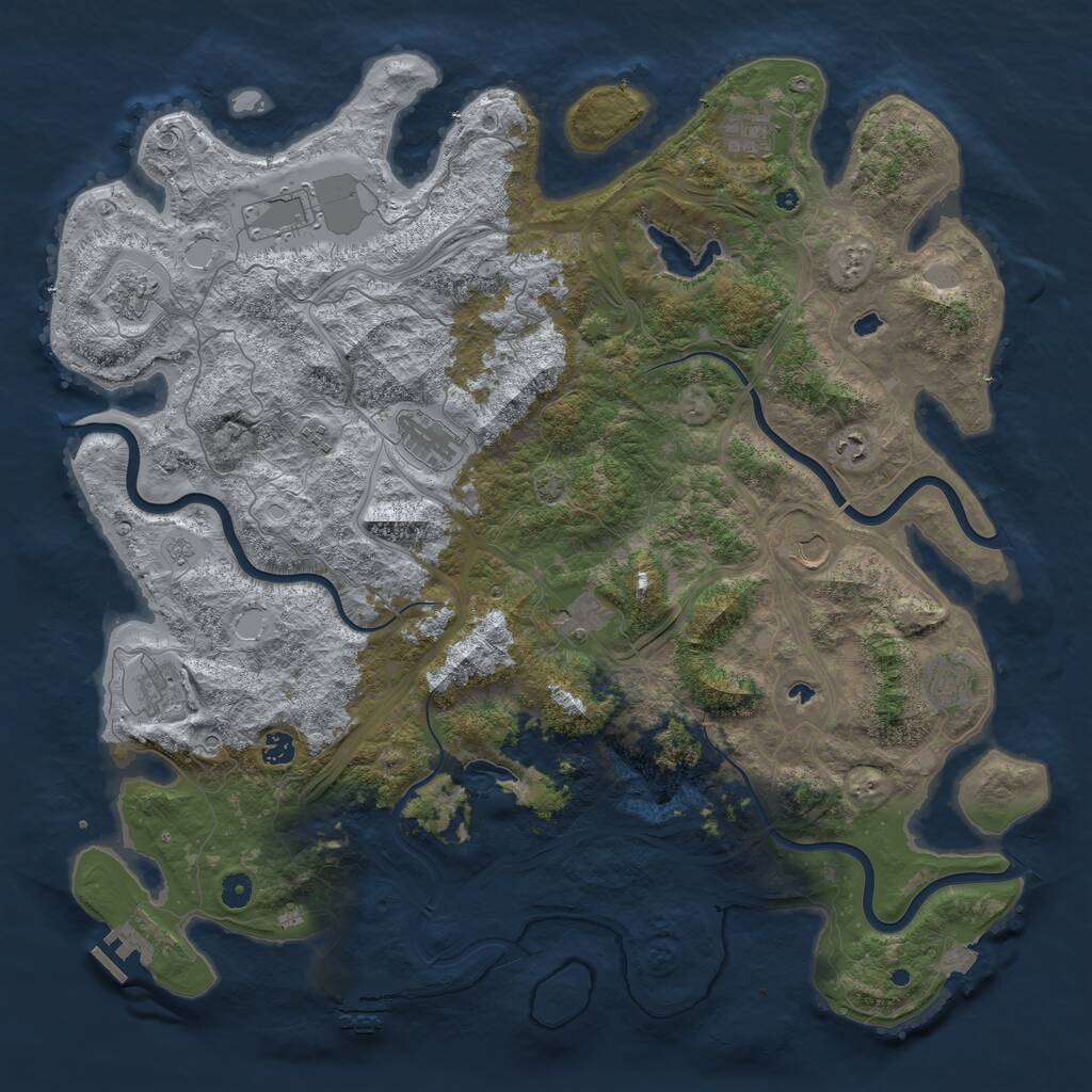 Rust Map: Procedural Map, Size: 4900, Seed: 8374983, 17 Monuments