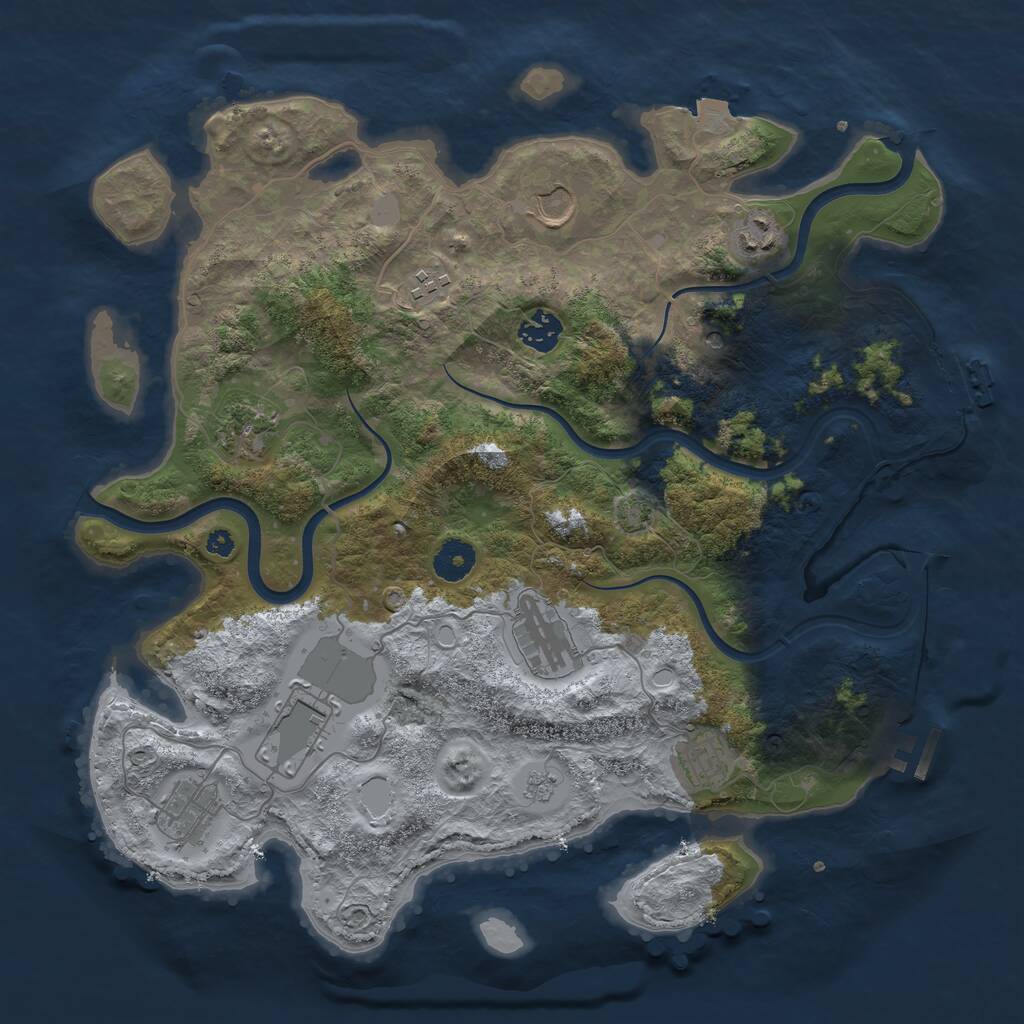 Rust Map: Procedural Map, Size: 3750, Seed: 256218757, 15 Monuments