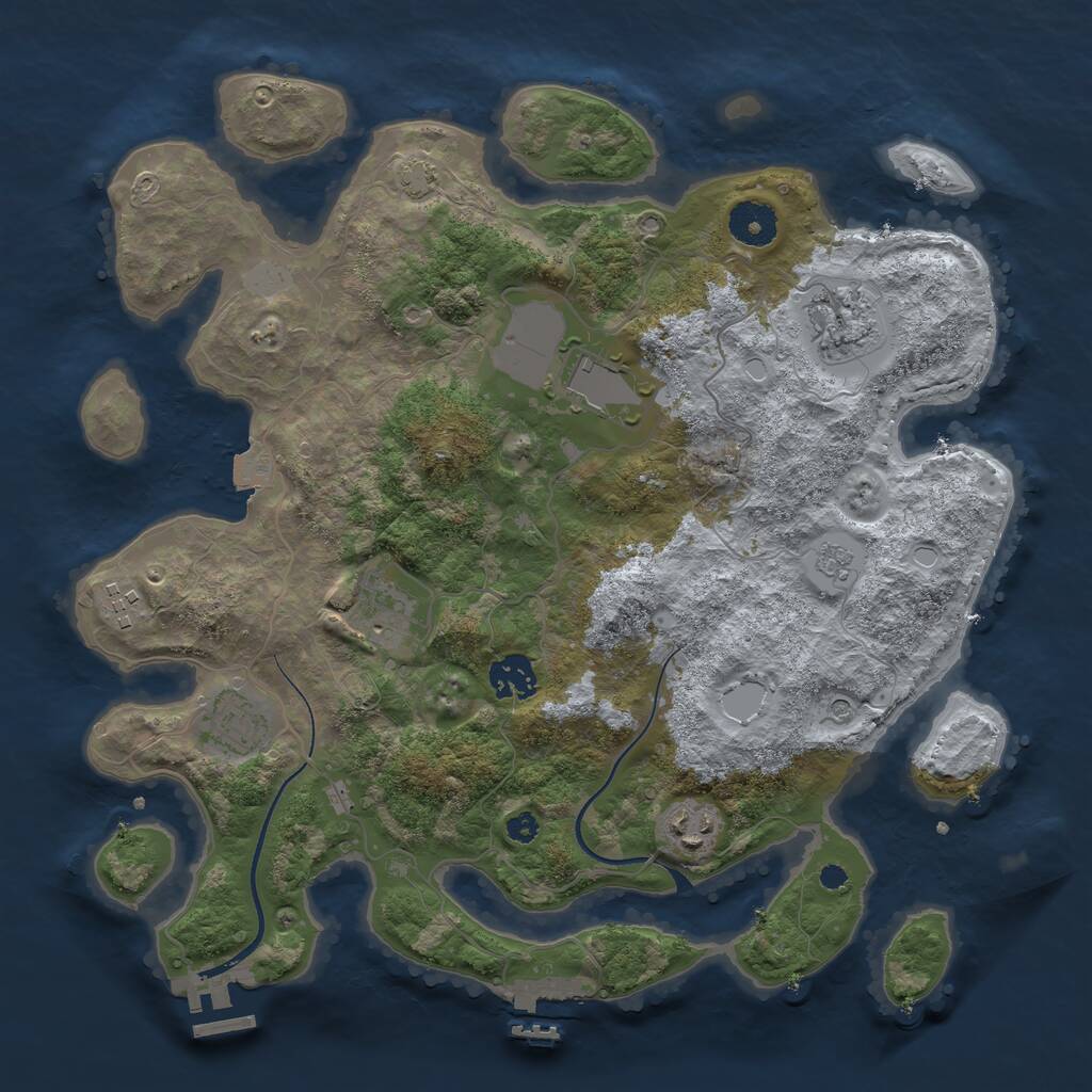Rust Map: Procedural Map, Size: 3500, Seed: 459551669, 13 Monuments