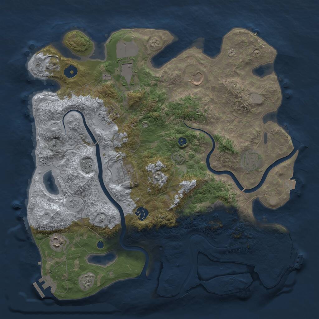 Rust Map: Procedural Map, Size: 3750, Seed: 271682700, 14 Monuments