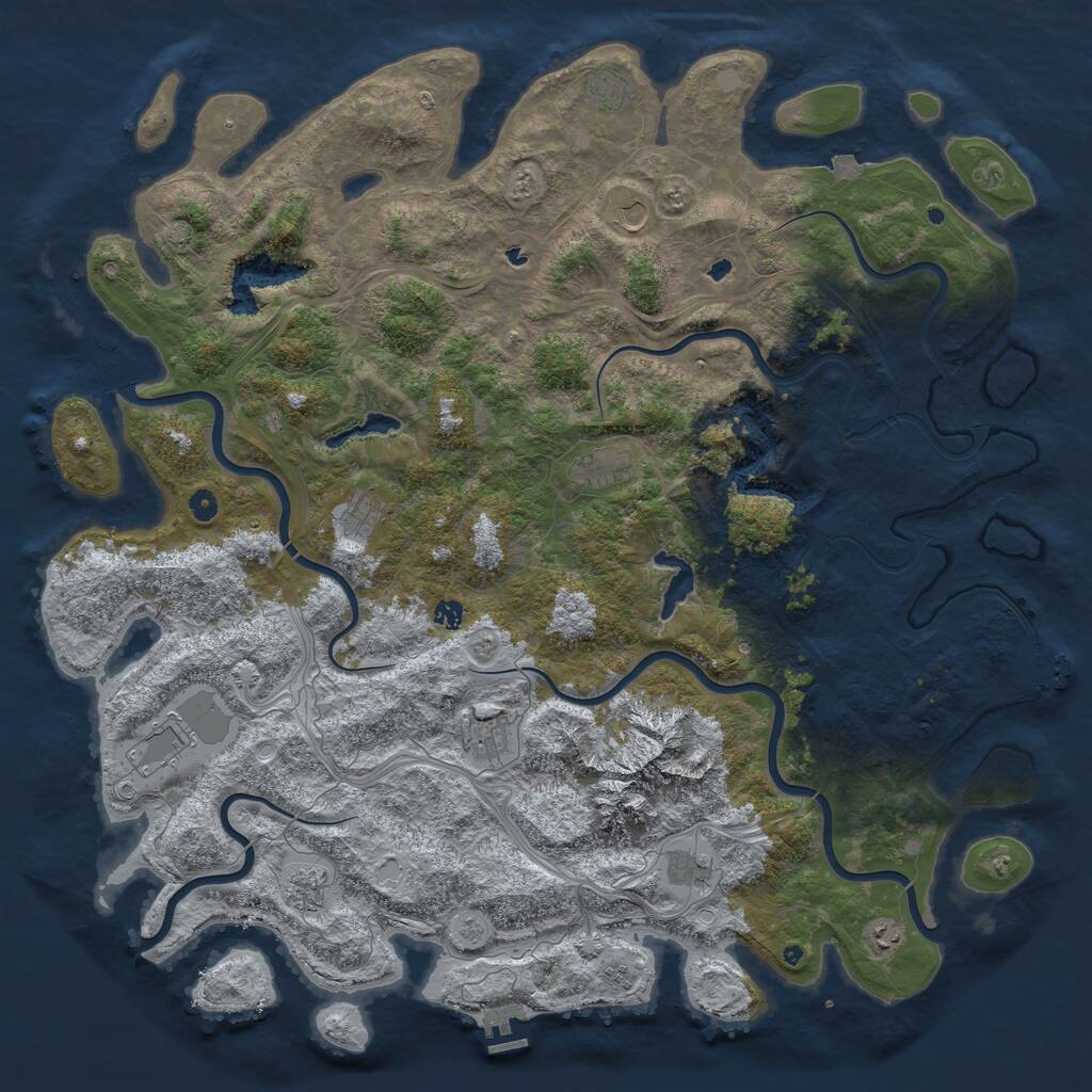 Rust Map: Procedural Map, Size: 5500, Seed: 88888, 17 Monuments