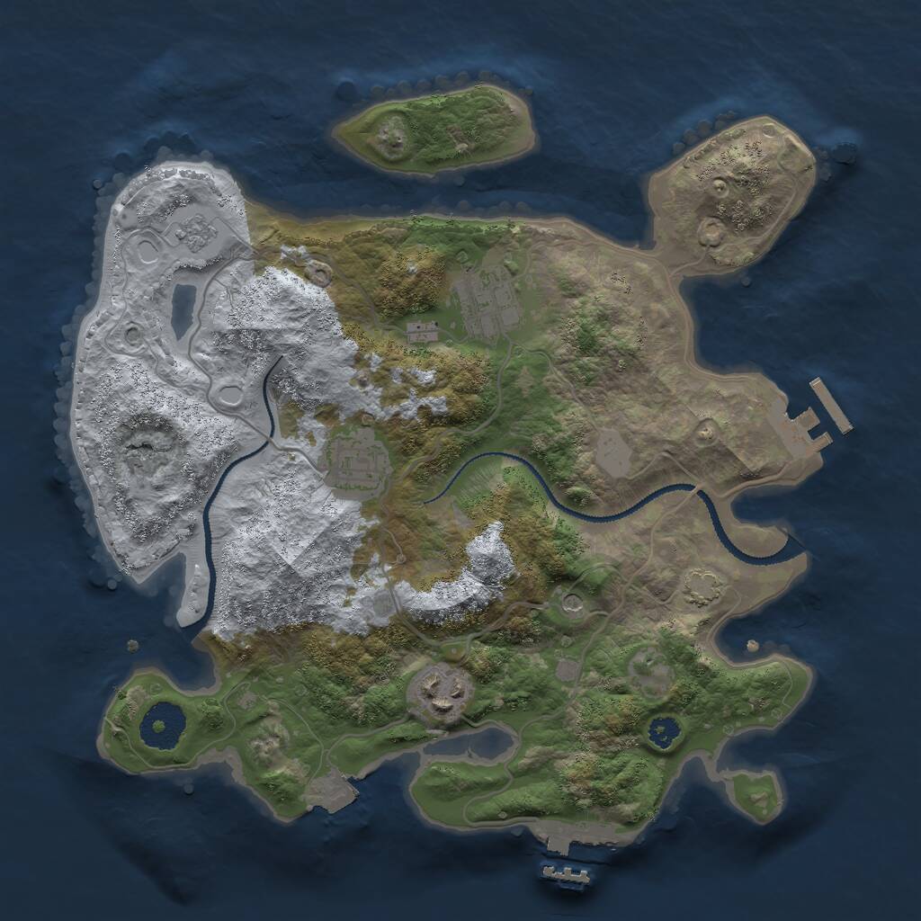 Rust Map: Procedural Map, Size: 3000, Seed: 1233287561, 9 Monuments
