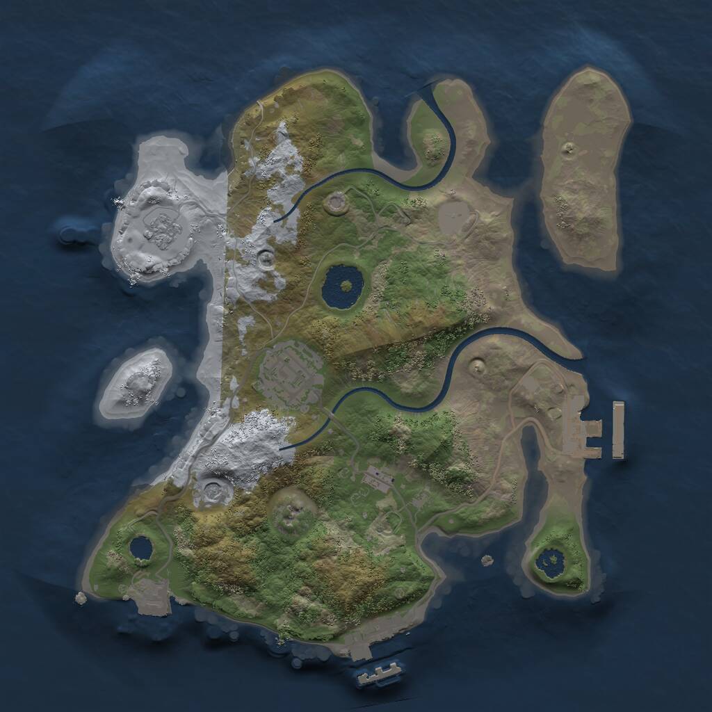 Rust Map: Procedural Map, Size: 2500, Seed: 1514242175, 6 Monuments