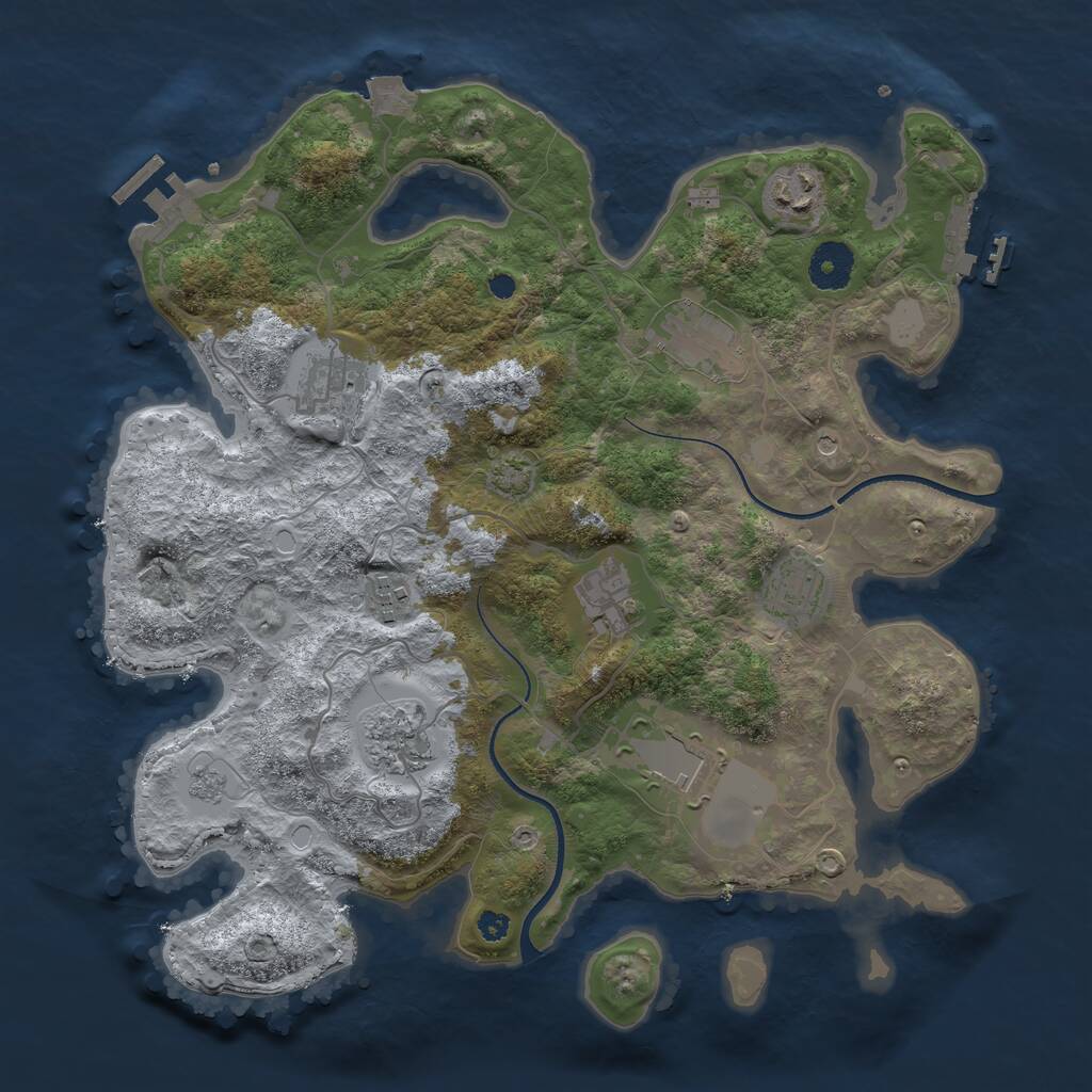 Rust Map: Procedural Map, Size: 3500, Seed: 131861610, 14 Monuments