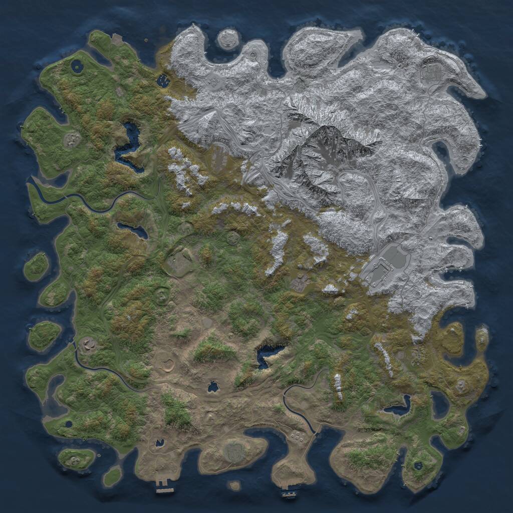 Rust Map: Procedural Map, Size: 6000, Seed: 3456346, 17 Monuments