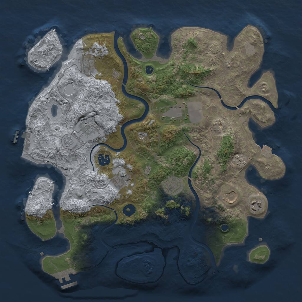 Rust Map: Procedural Map, Size: 3700, Seed: 1241915730, 15 Monuments