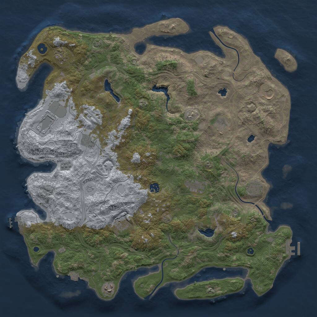 Rust Map: Procedural Map, Size: 4800, Seed: 530009950, 17 Monuments