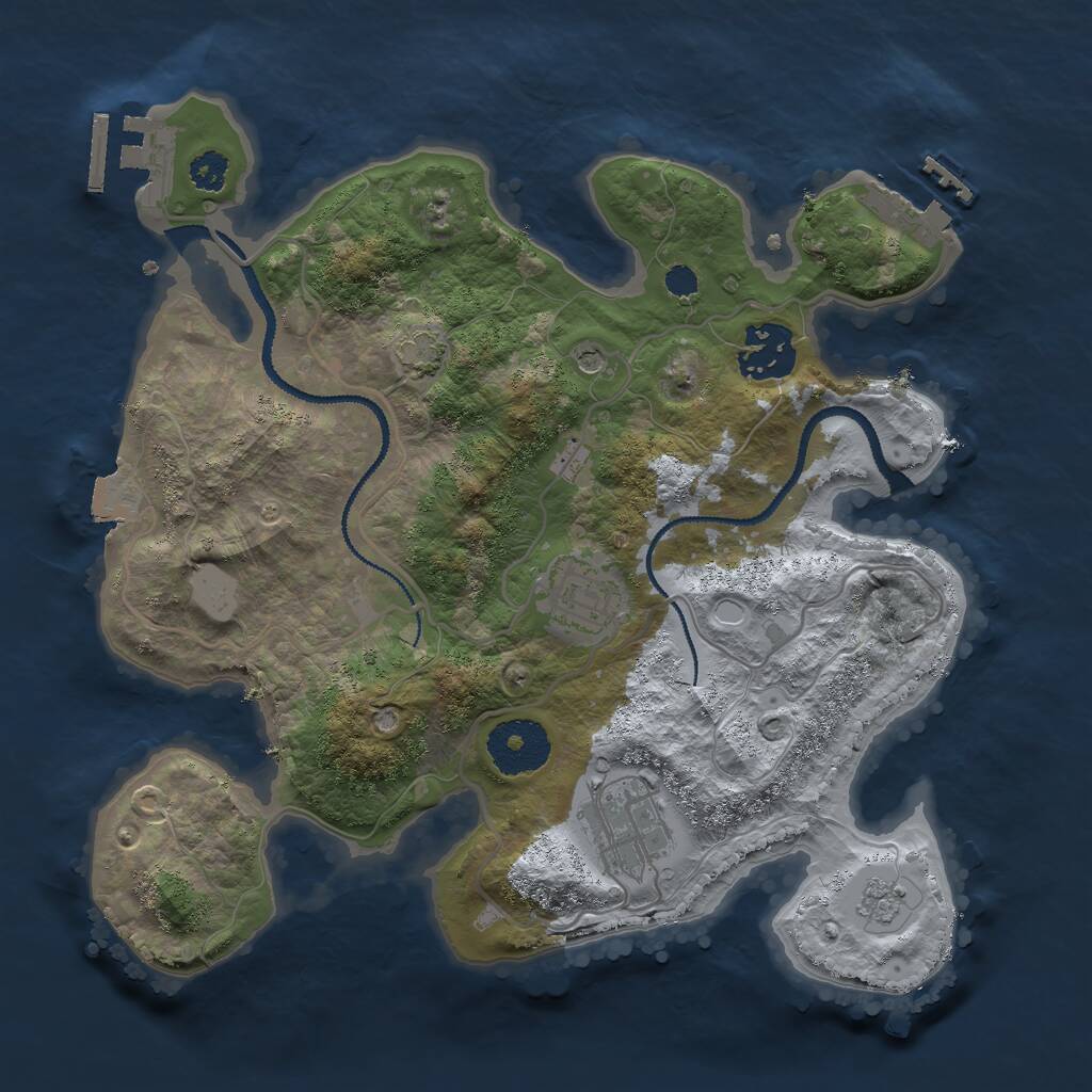 Rust Map: Procedural Map, Size: 2800, Seed: 55916445, 9 Monuments