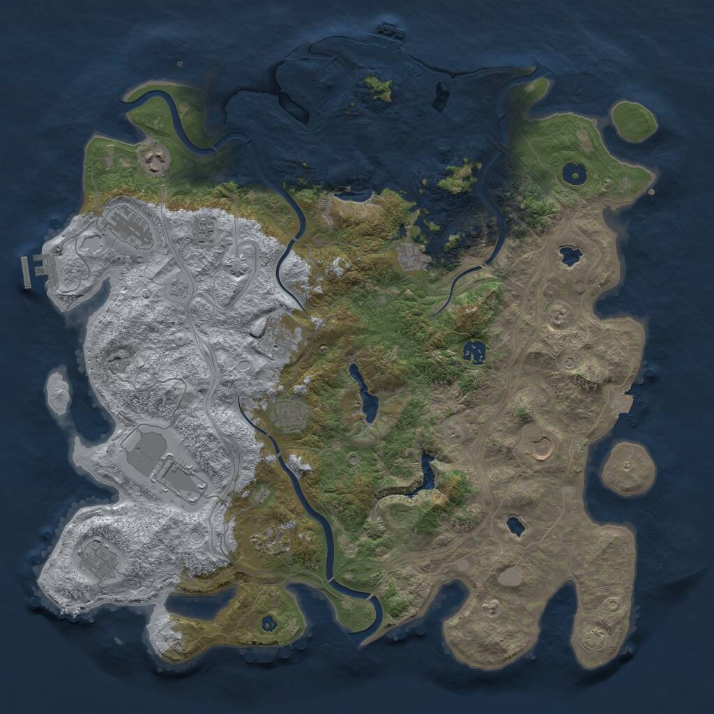 Rust Map: Procedural Map, Size: 4500, Seed: 2040736835, 17 Monuments
