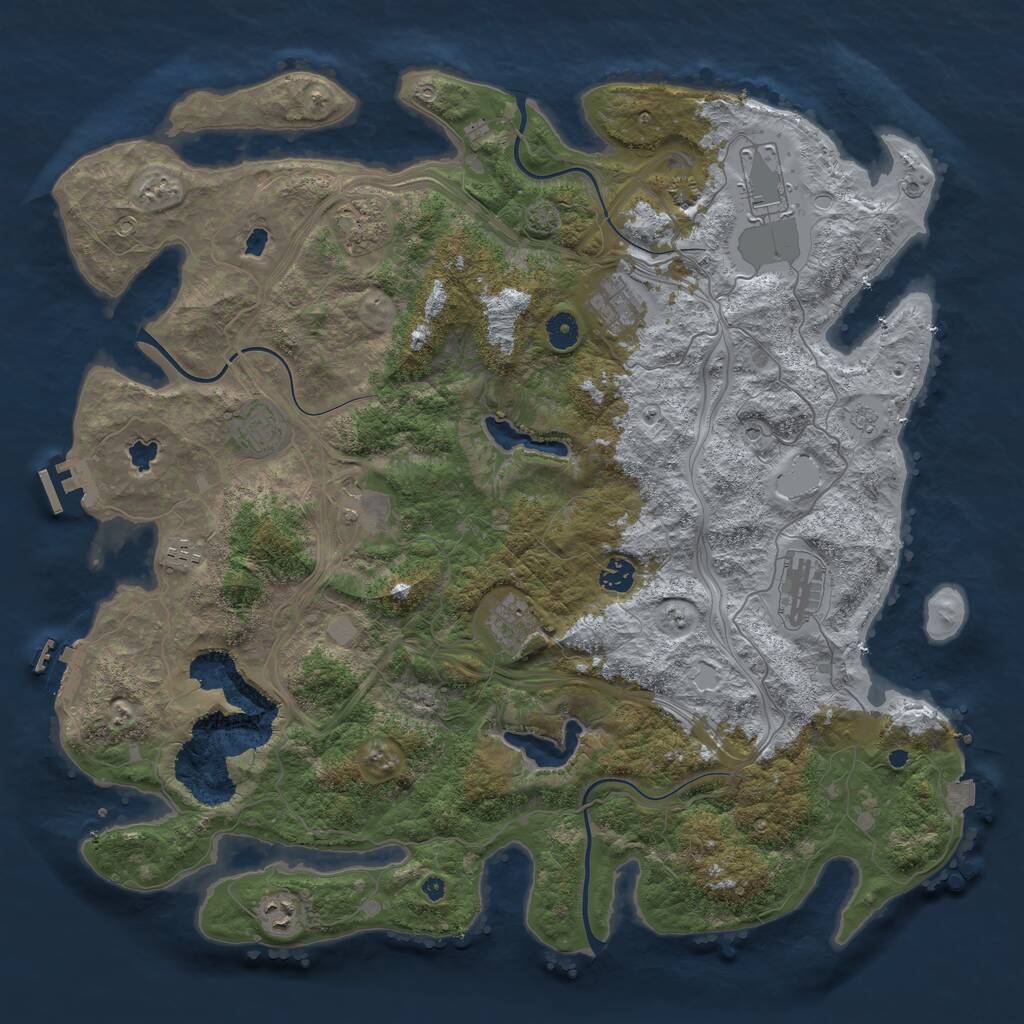 Rust Map: Procedural Map, Size: 4500, Seed: 866112764, 16 Monuments