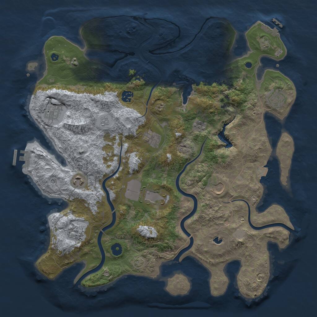 Rust Map: Procedural Map, Size: 4050, Seed: 1333191305, 15 Monuments