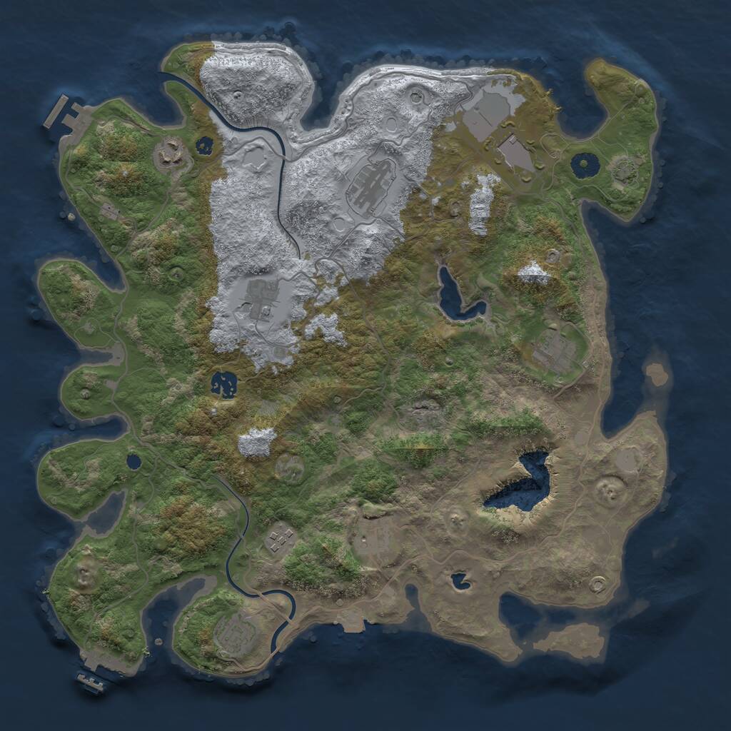 Rust Map: Procedural Map, Size: 4000, Seed: 16121001, 14 Monuments