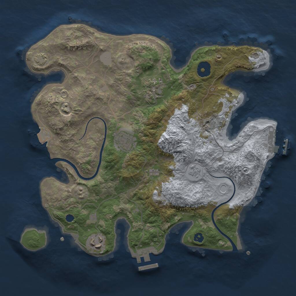 Rust Map: Procedural Map, Size: 3000, Seed: 301925466, 8 Monuments