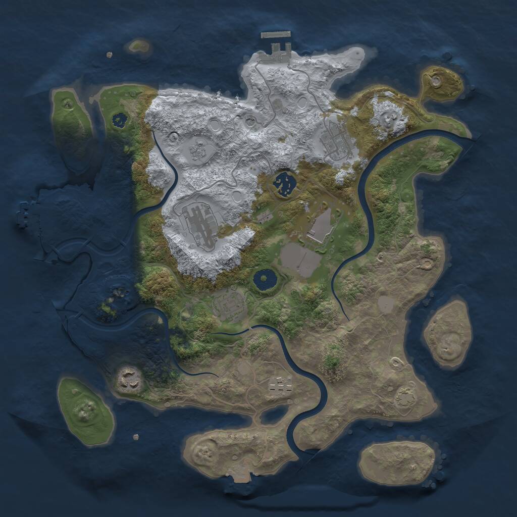 Rust Map: Procedural Map, Size: 3500, Seed: 47196, 13 Monuments
