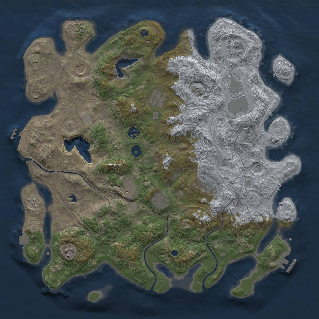 Rust Map: Procedural Map, Size: 4250, Seed: 238163111, 16 Monuments
