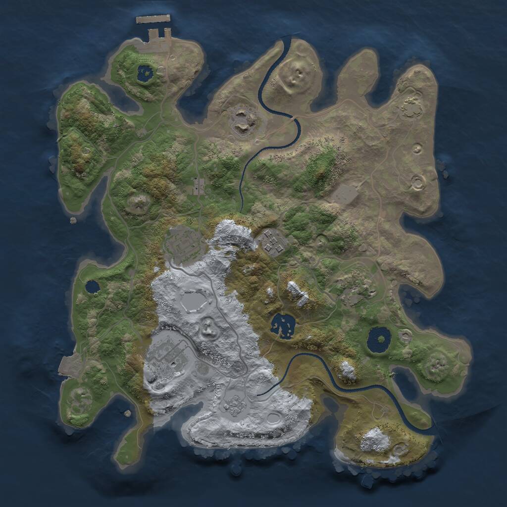 Rust Map: Procedural Map, Size: 3000, Seed: 69212, 10 Monuments