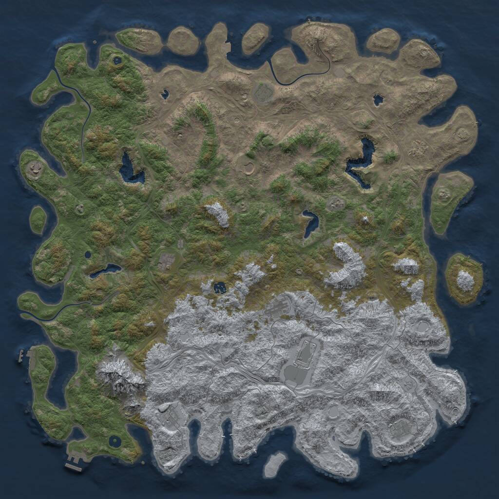 Rust Map: Procedural Map, Size: 6000, Seed: 212, 17 Monuments