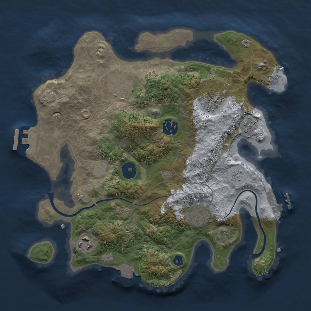 Rust Map: Procedural Map, Size: 3000, Seed: 696672564, 11 Monuments