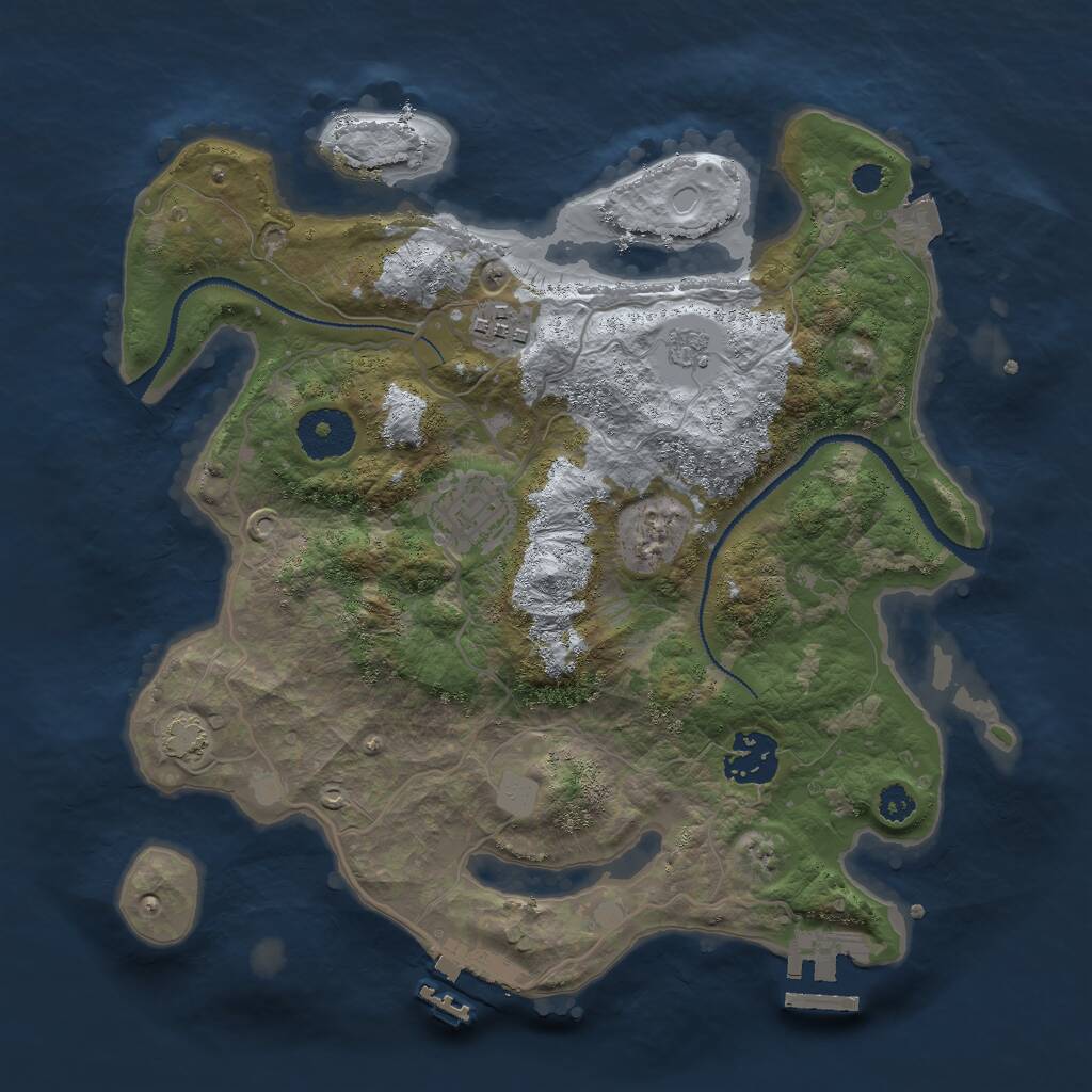Rust Map: Procedural Map, Size: 3000, Seed: 55114100, 8 Monuments
