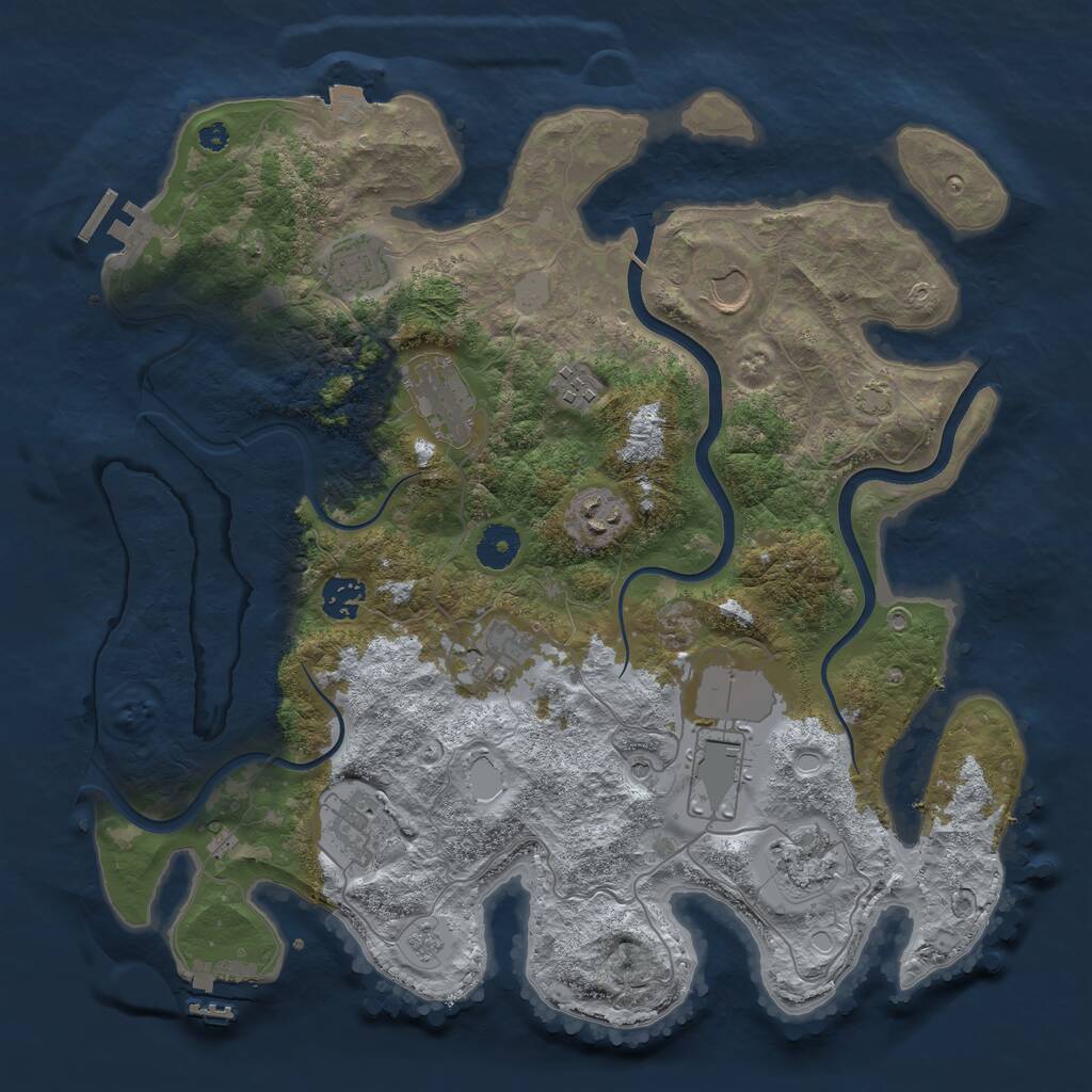 Rust Map: Procedural Map, Size: 3750, Seed: 2018929371, 16 Monuments