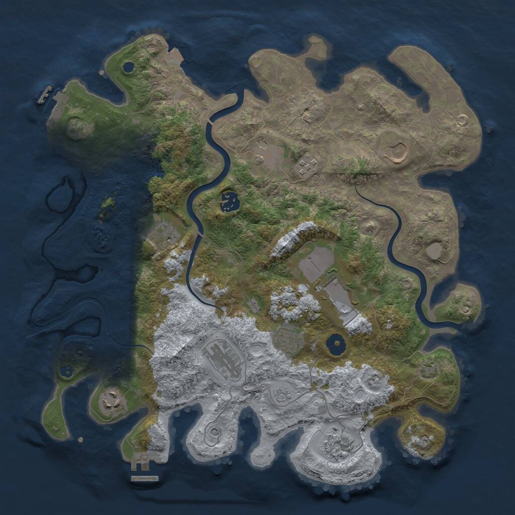 Rust Map: Procedural Map, Size: 3800, Seed: 1719565851, 16 Monuments
