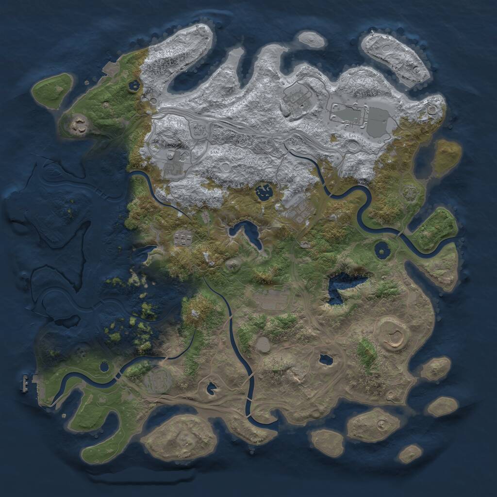Rust Map: Procedural Map, Size: 4500, Seed: 91420992, 16 Monuments