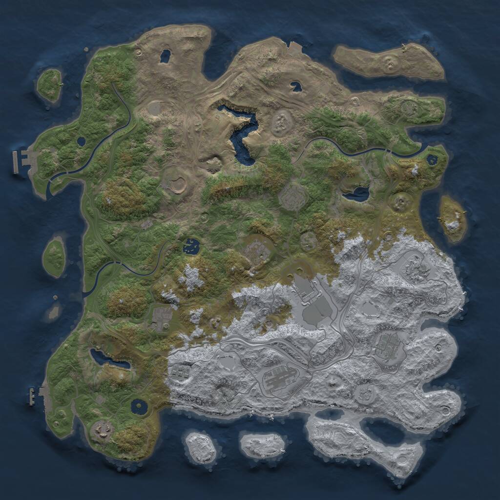 Rust Map: Procedural Map, Size: 4500, Seed: 1462535841, 17 Monuments