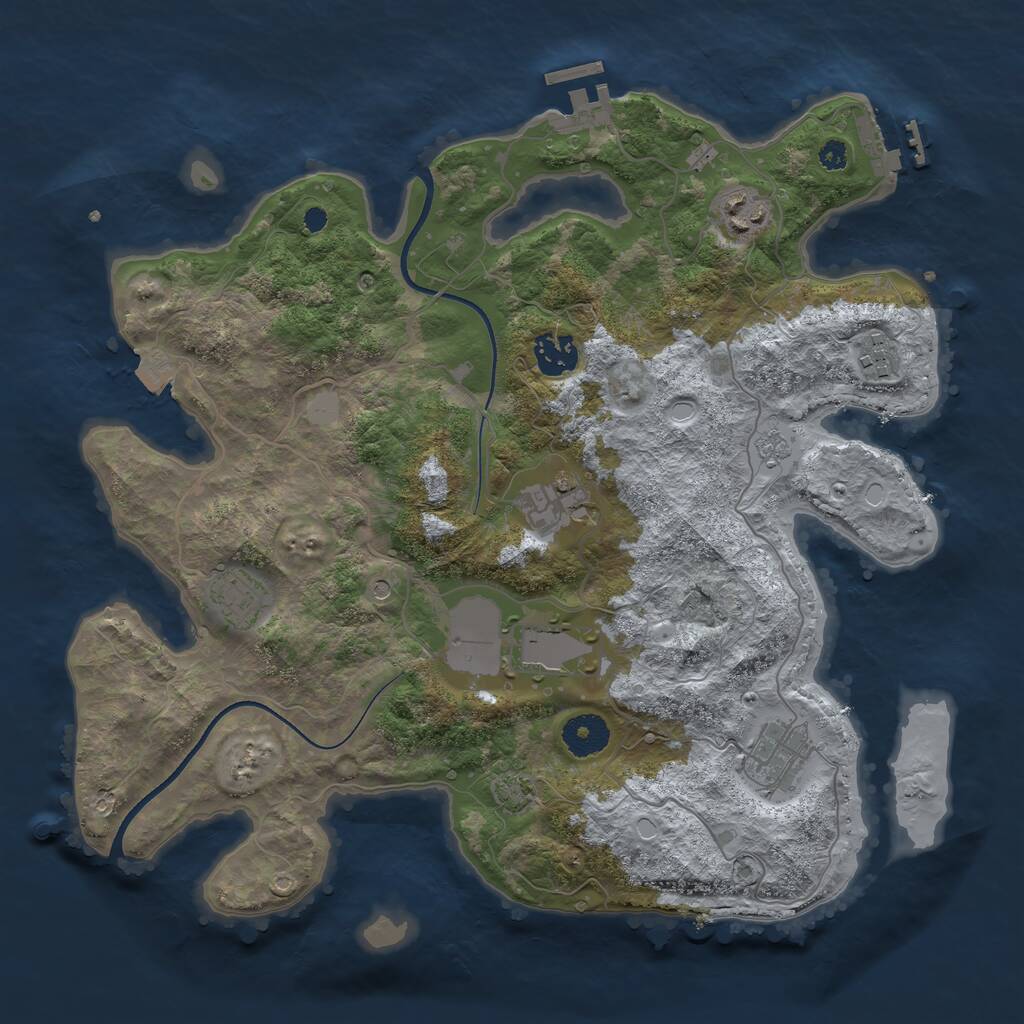 Rust Map: Procedural Map, Size: 3500, Seed: 98689329, 13 Monuments