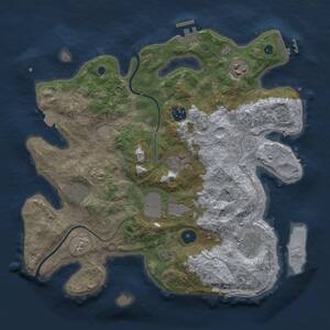 Thumbnail Rust Map: Procedural Map, Size: 3500, Seed: 98689329, 13 Monuments