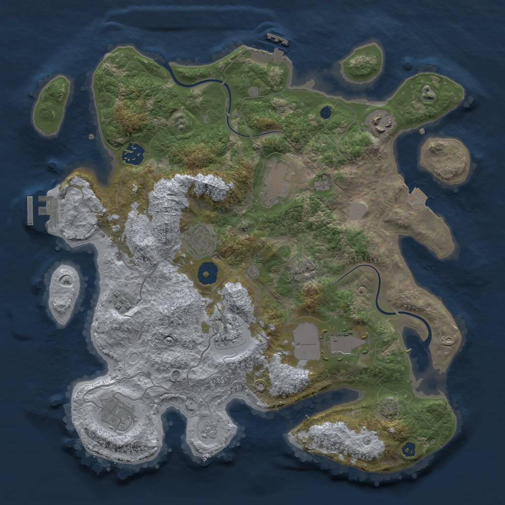 Rust Map: Procedural Map, Size: 3500, Seed: 1261281305, 13 Monuments