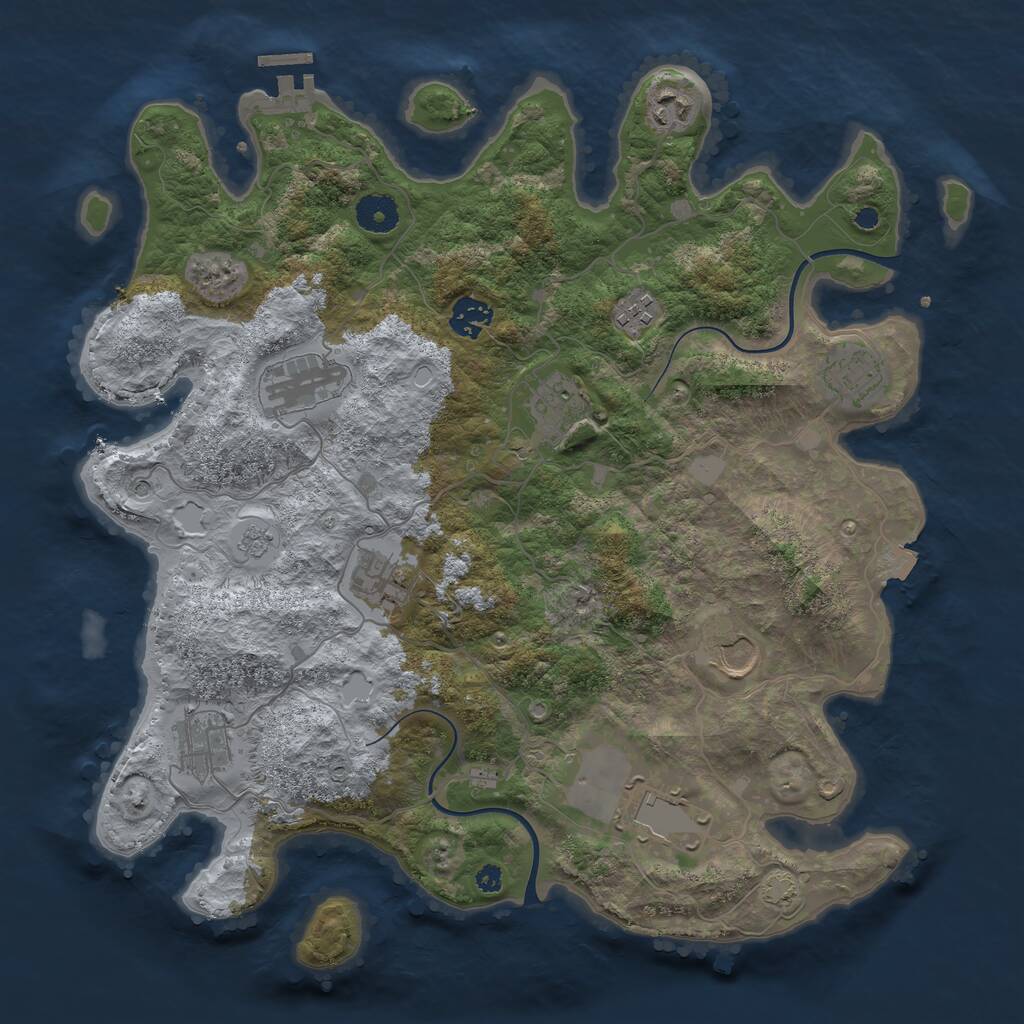 Rust Map: Procedural Map, Size: 3750, Seed: 845719520, 15 Monuments