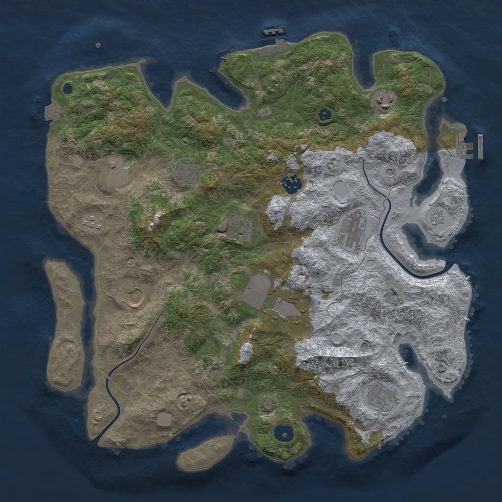Rust Map: Procedural Map, Size: 3998, Seed: 28517048, 17 Monuments