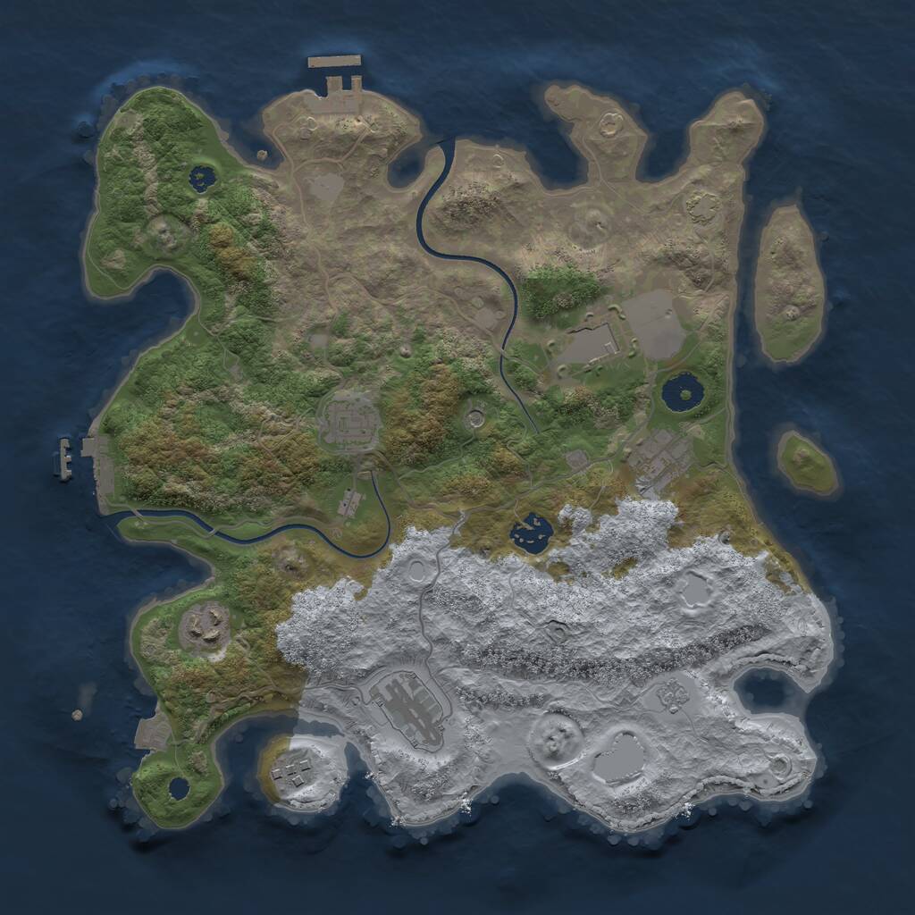 Rust Map: Procedural Map, Size: 3500, Seed: 734812306, 13 Monuments