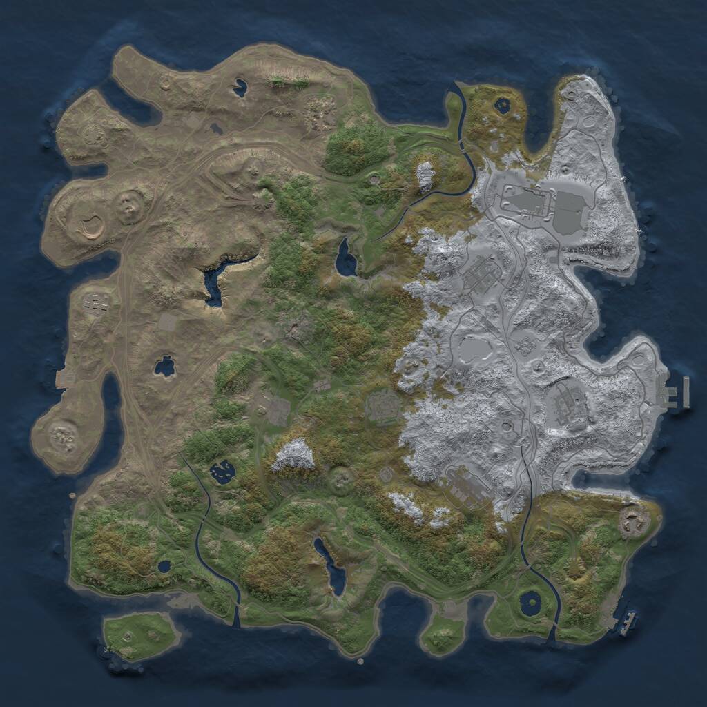 Rust Map: Procedural Map, Size: 4500, Seed: 1637055045, 17 Monuments