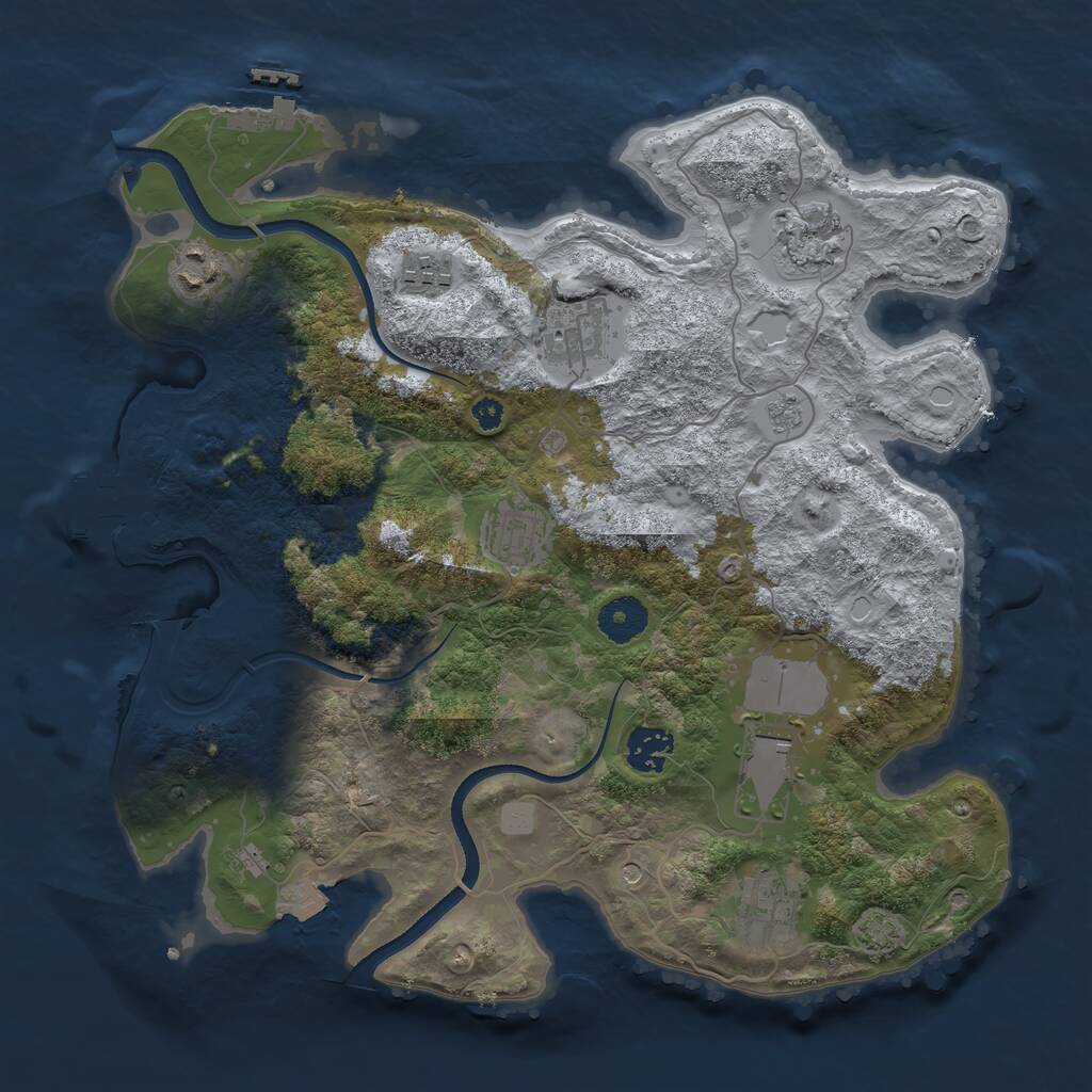 Rust Map: Procedural Map, Size: 3500, Seed: 970825513, 14 Monuments