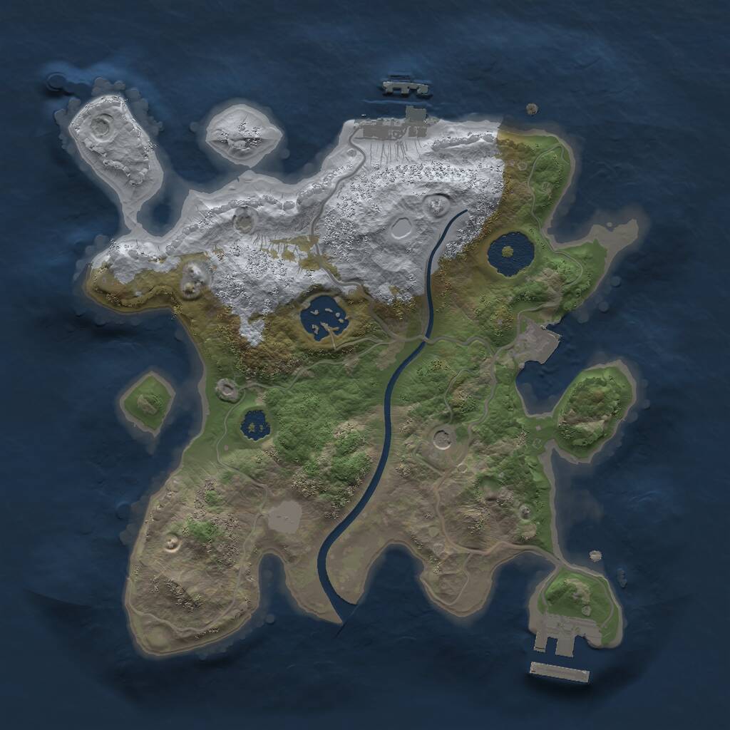 Rust Map: Procedural Map, Size: 2500, Seed: 1882530415, 5 Monuments