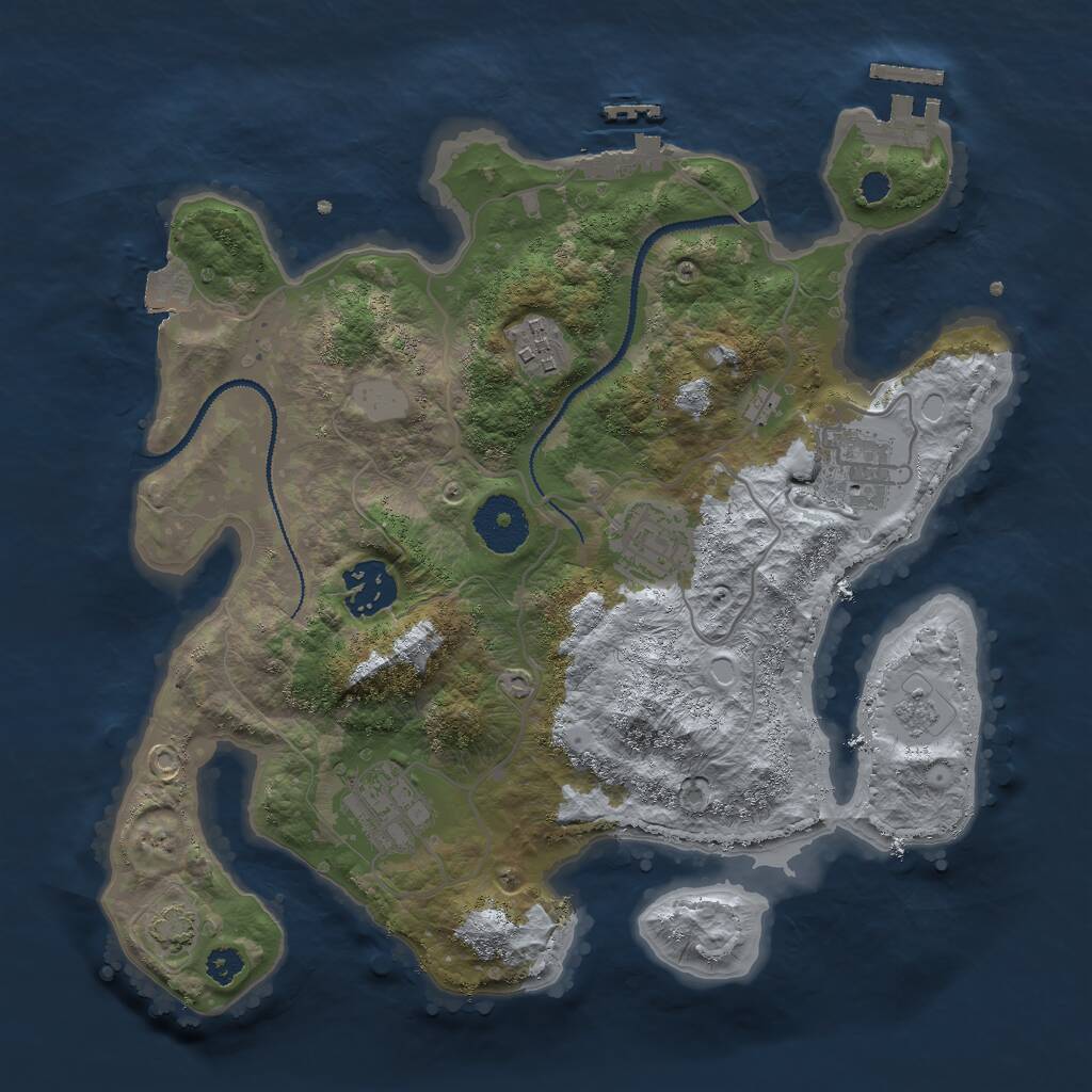 Rust Map: Procedural Map, Size: 3000, Seed: 340569041, 10 Monuments