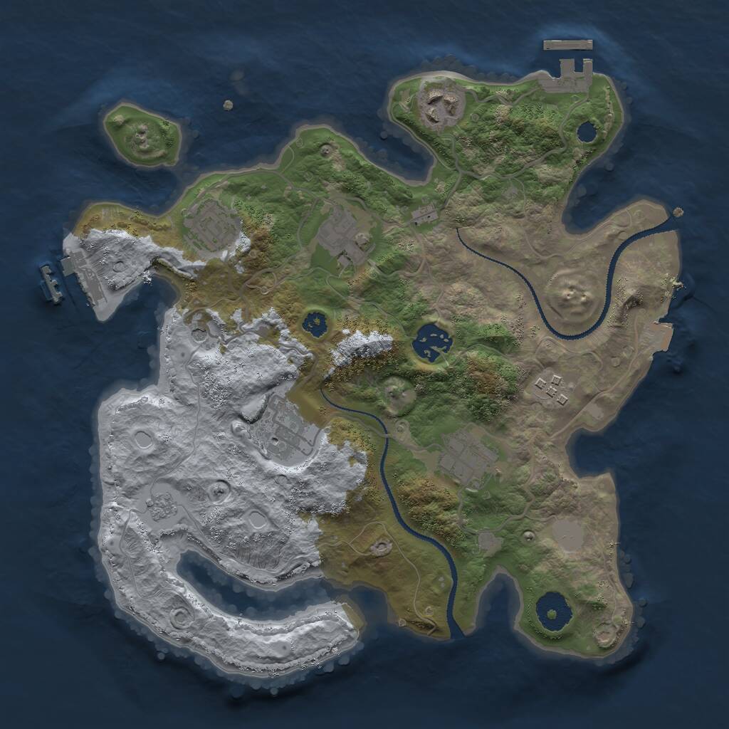 Rust Map: Procedural Map, Size: 3000, Seed: 1176246630, 12 Monuments