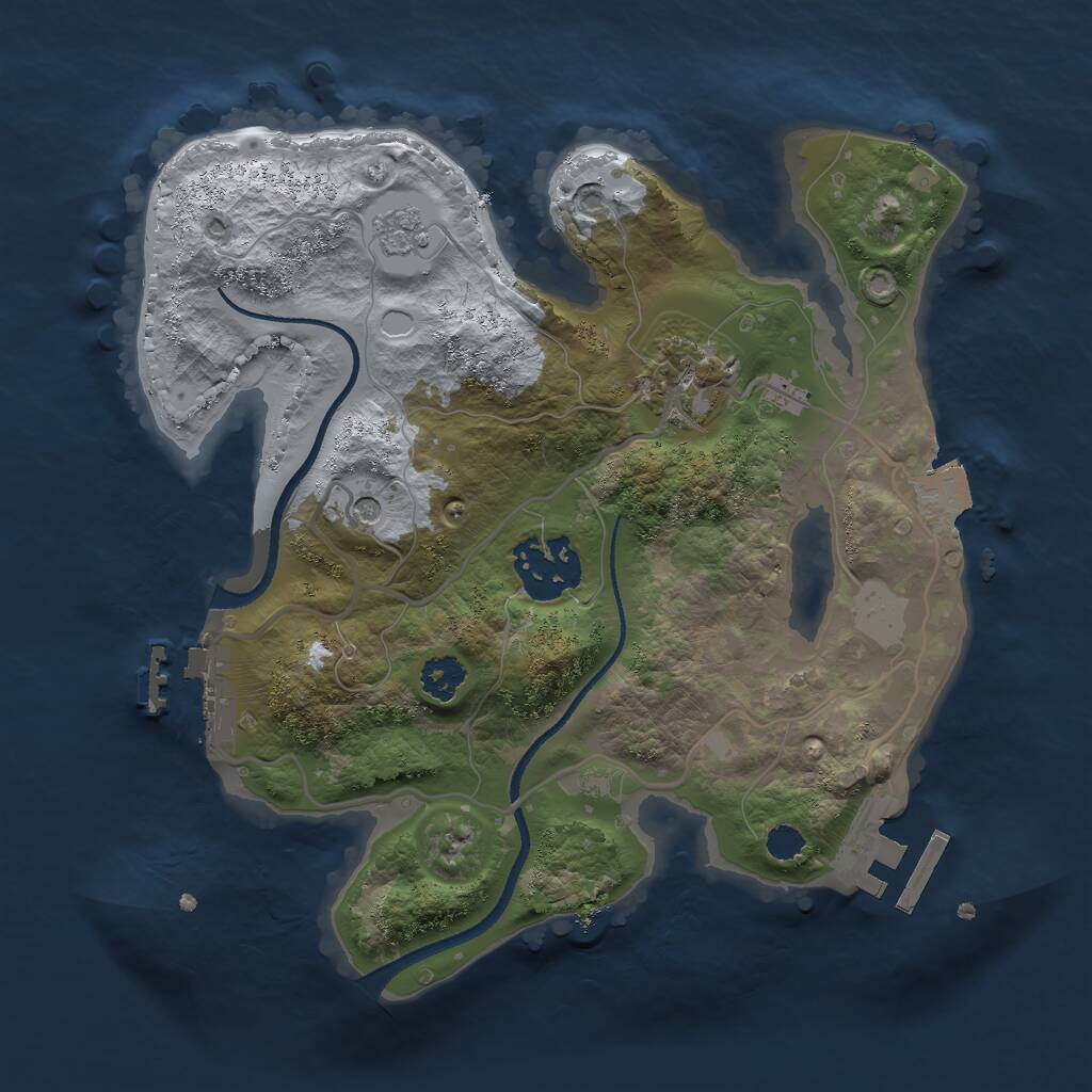 Rust Map: Procedural Map, Size: 2500, Seed: 1837729100, 7 Monuments