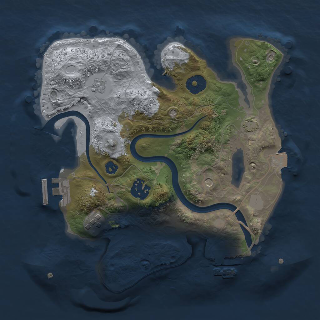 Rust Map: Procedural Map, Size: 2500, Seed: 1837729100, 8 Monuments