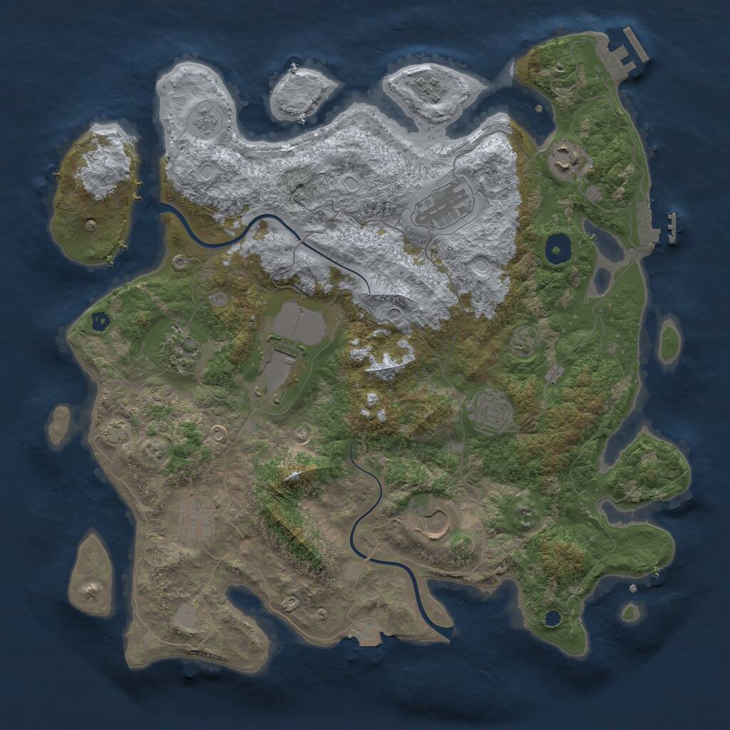 Rust Map: Procedural Map, Size: 3750, Seed: 2019747291, 14 Monuments