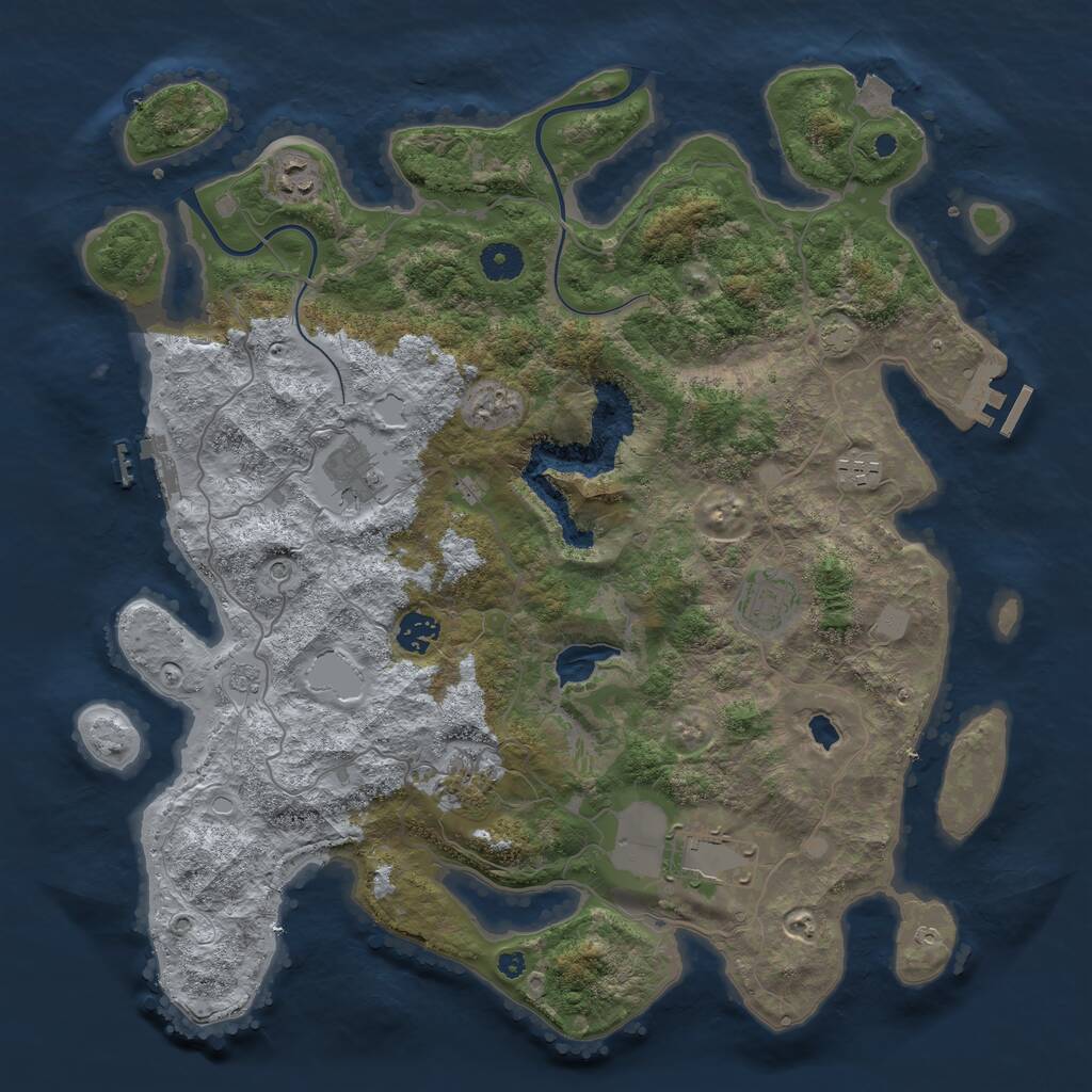 Rust Map: Procedural Map, Size: 4000, Seed: 1669048485, 13 Monuments