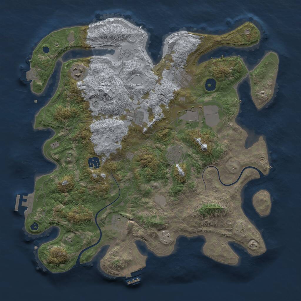 Rust Map: Procedural Map, Size: 3750, Seed: 720282958, 14 Monuments