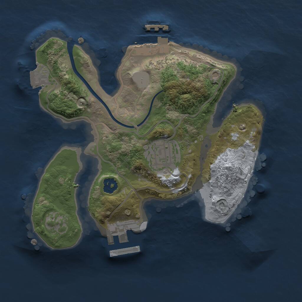 Rust Map: Procedural Map, Size: 2000, Seed: 1711, 4 Monuments