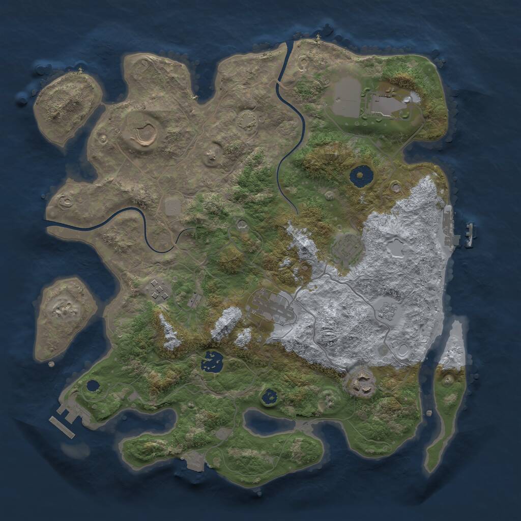 Rust Map: Procedural Map, Size: 3500, Seed: 605860601, 13 Monuments