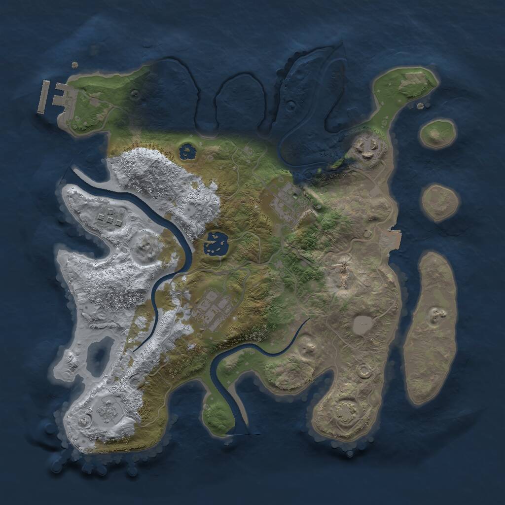 Rust Map: Procedural Map, Size: 3000, Seed: 879489328, 9 Monuments