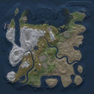 Thumbnail Rust Map: Procedural Map, Size: 3500, Seed: 642349245, 14 Monuments