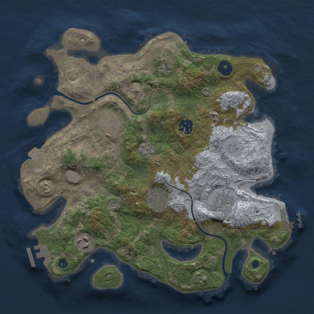 Rust Map: Procedural Map, Size: 3250, Seed: 224870625, 13 Monuments
