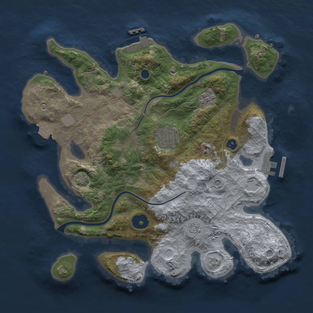 Rust Map: Procedural Map, Size: 3000, Seed: 4805361, 8 Monuments