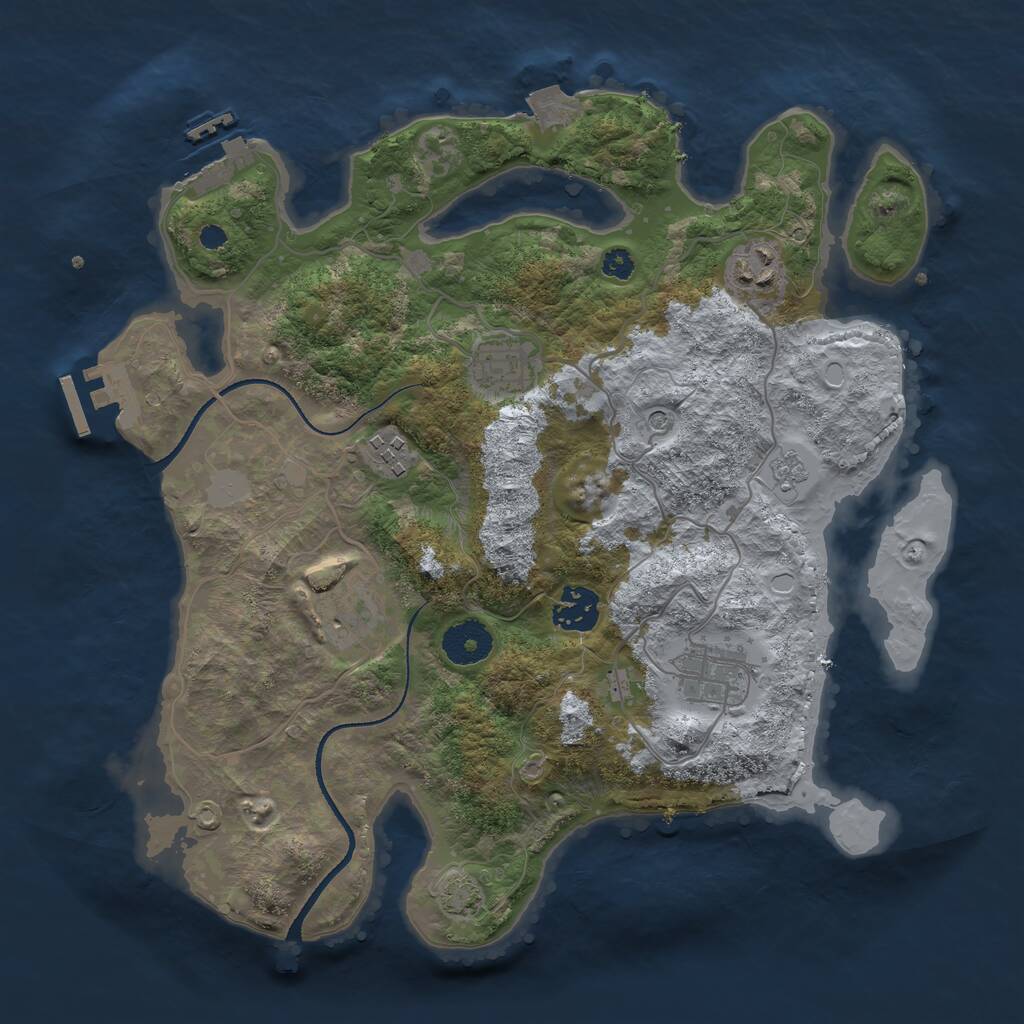 Rust Map: Procedural Map, Size: 3300, Seed: 222092868, 12 Monuments